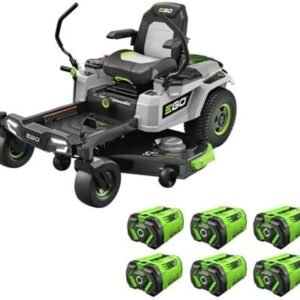 EGO Power+ Electric Riding Lawn Mower, 52″ Deck with Zero Turn Radius, Includes (6) 56V 12.0Ah Batteries and Charger – ZT5207L